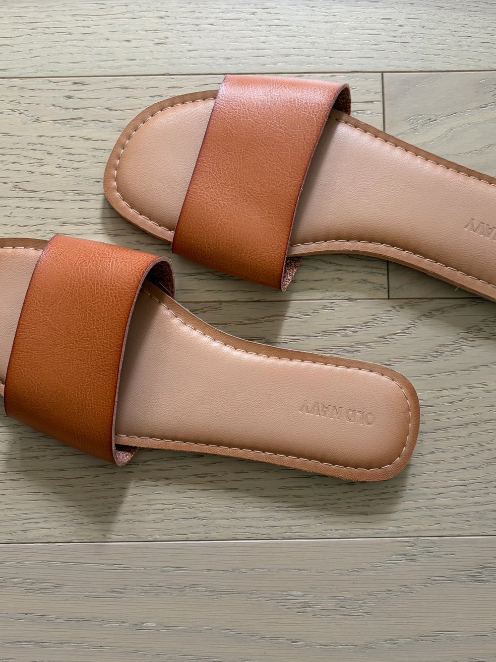 Old Navy Brown Faux Leather Slide Sandals